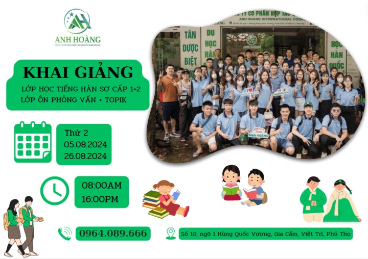 LỊCH KHAI GIẢNG LỚP HỌC TIẾNG HÀN